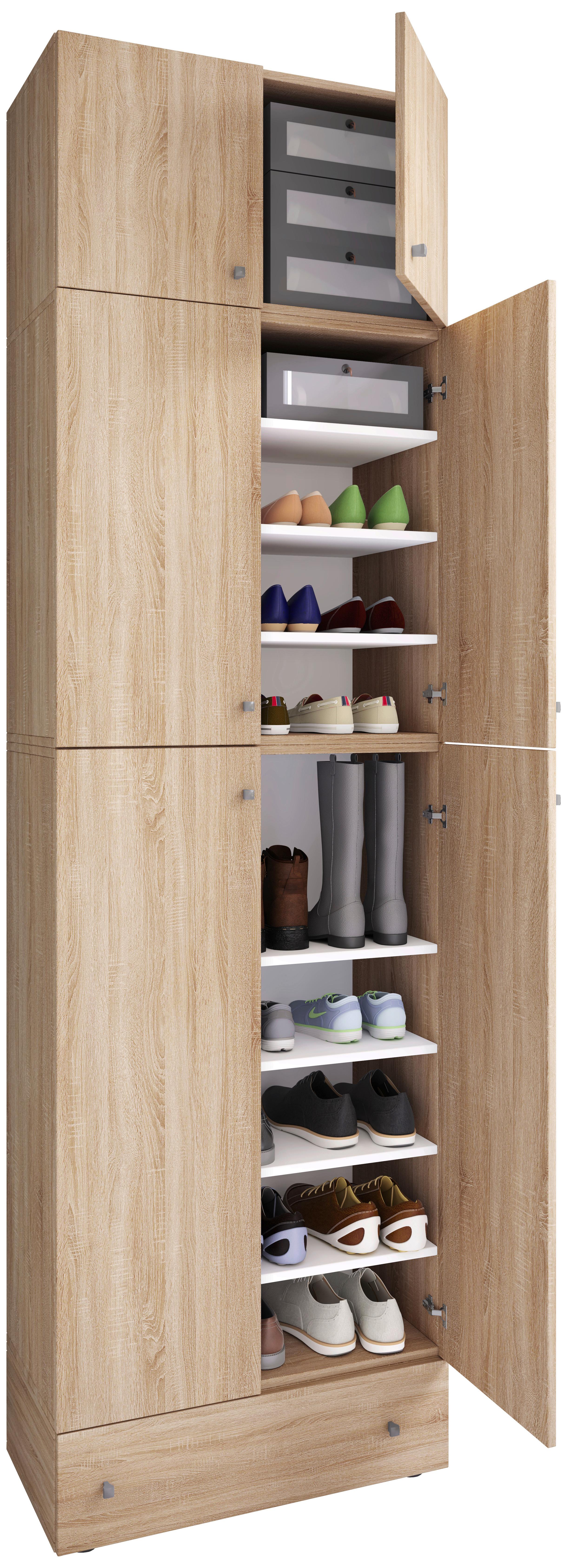 Schuhschrank Lona XXL Sonoma Eiche Dekor B: 70 cm - Schwarz/Sonoma Eiche, MODERN, Holzwerkstoff (70/240/39cm) - MID.YOU