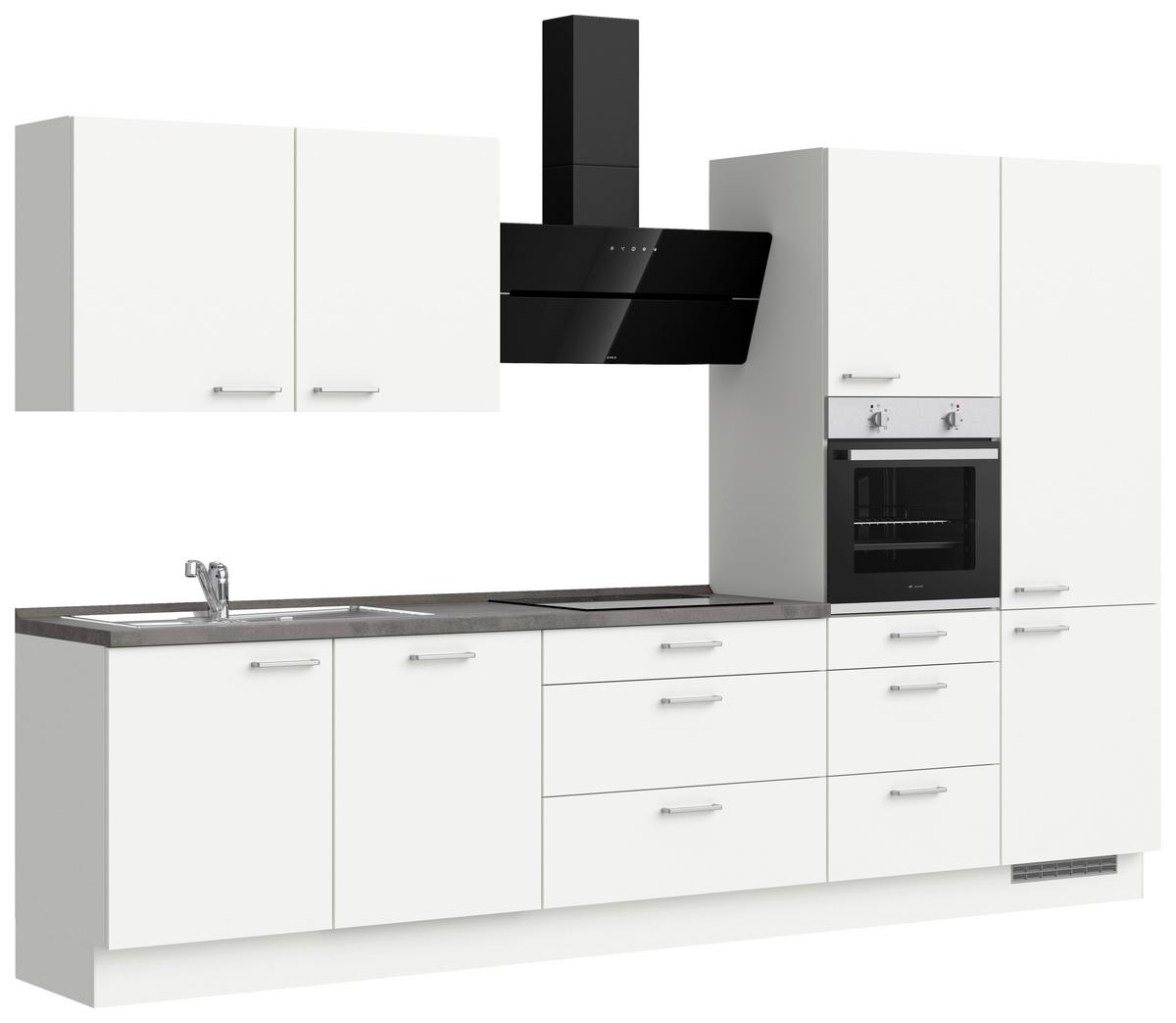 KÜCHENLEERBLOCK TOUCH HIGH - LINE, H8 RECHTS - Weiß/Grau, MODERN, Holzwerkstoff (330cm) - Nobilia