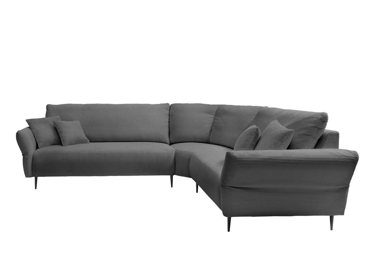 Ecksofa Vanilla Grau S: 294x256 Cm - Schwarz/Grau, Design, Textil (294/256cm) - Livetastic