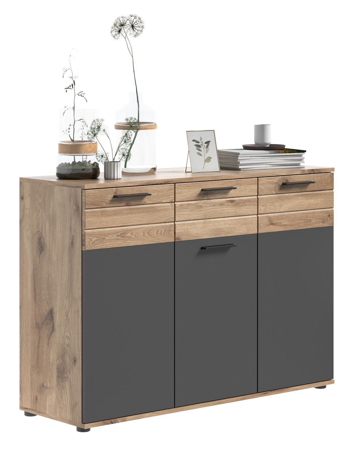 Mason B: 120 cm Nox Oak Mason - Eichefarben/Grau, Holzwerkstoff (120/87/40cm) - MID.YOU