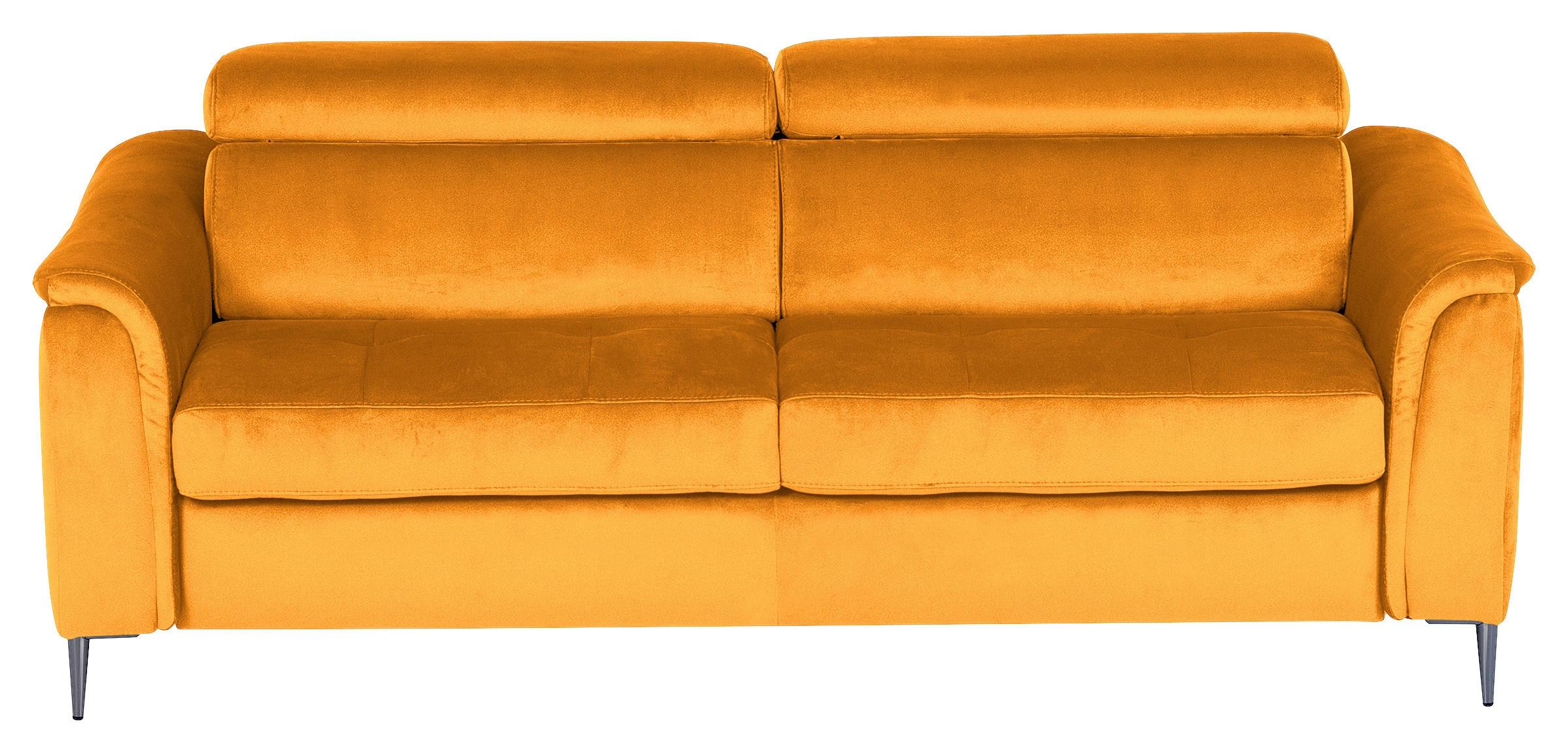 Schlafsofa Pafos Gelb B: 203 cm - Chromfarben/Gelb, Design, Textil (203/77-98/103cm) - MID.YOU