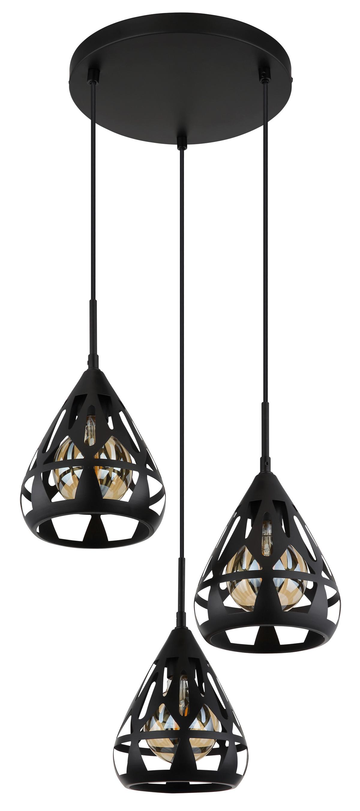 Hängeleuchte 15889-3h - Schwarz, Trend, Kunststoff/Metall (41/120cm) - Globo