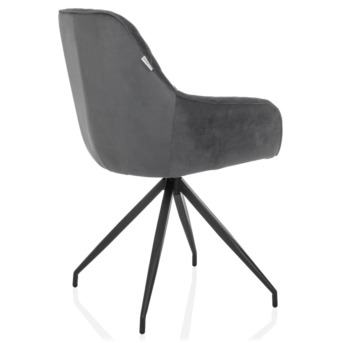 Armlehnstuhl Elverum Grau B: 58 Cm - Schwarz/Grau, MODERN, Textil/Metall (58/87/57cm) - MID.YOU