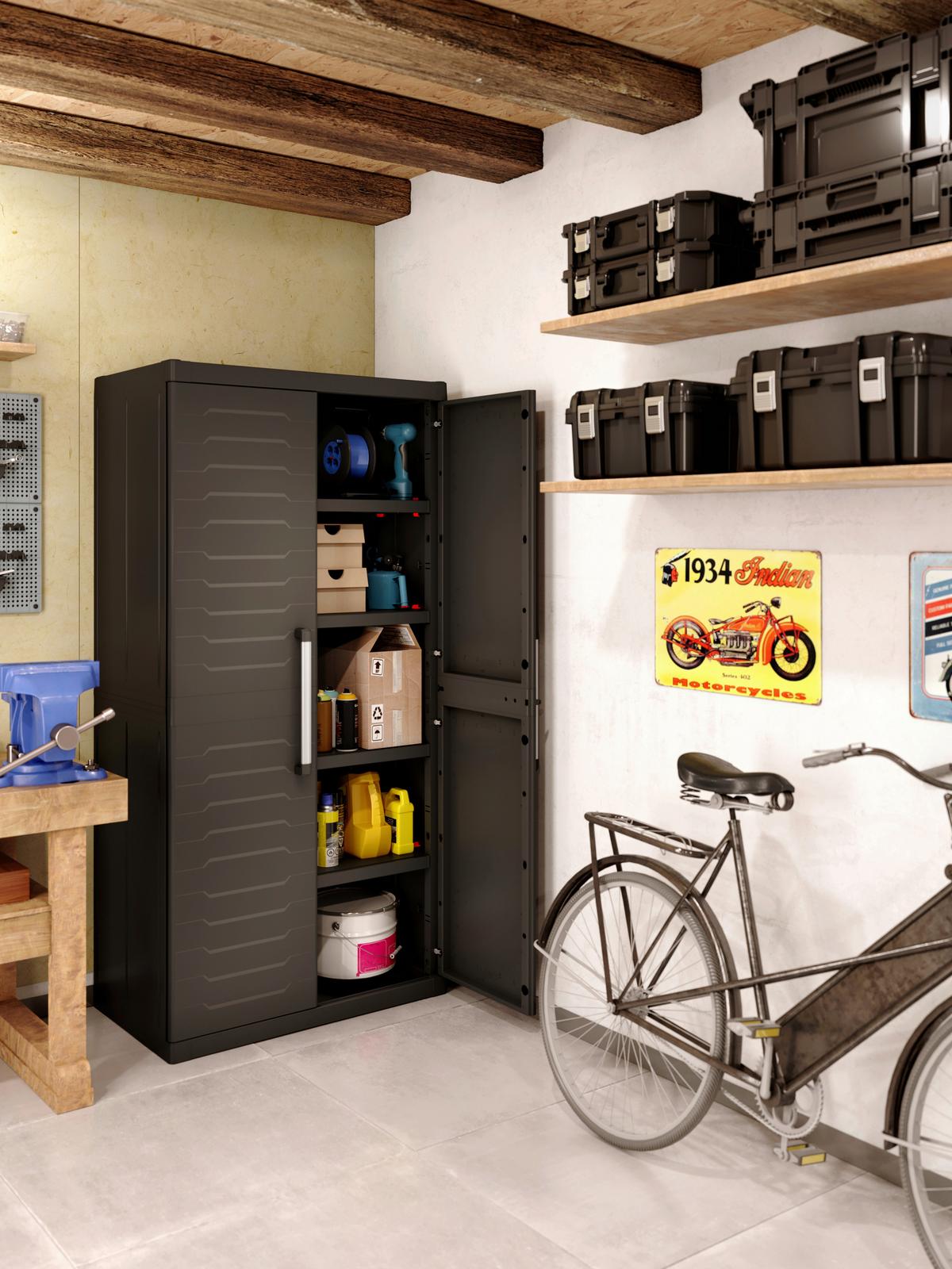 Skříňka na nářadí DETROIT XL TALL - černá, Moderní, plast (89/182/54cm)
