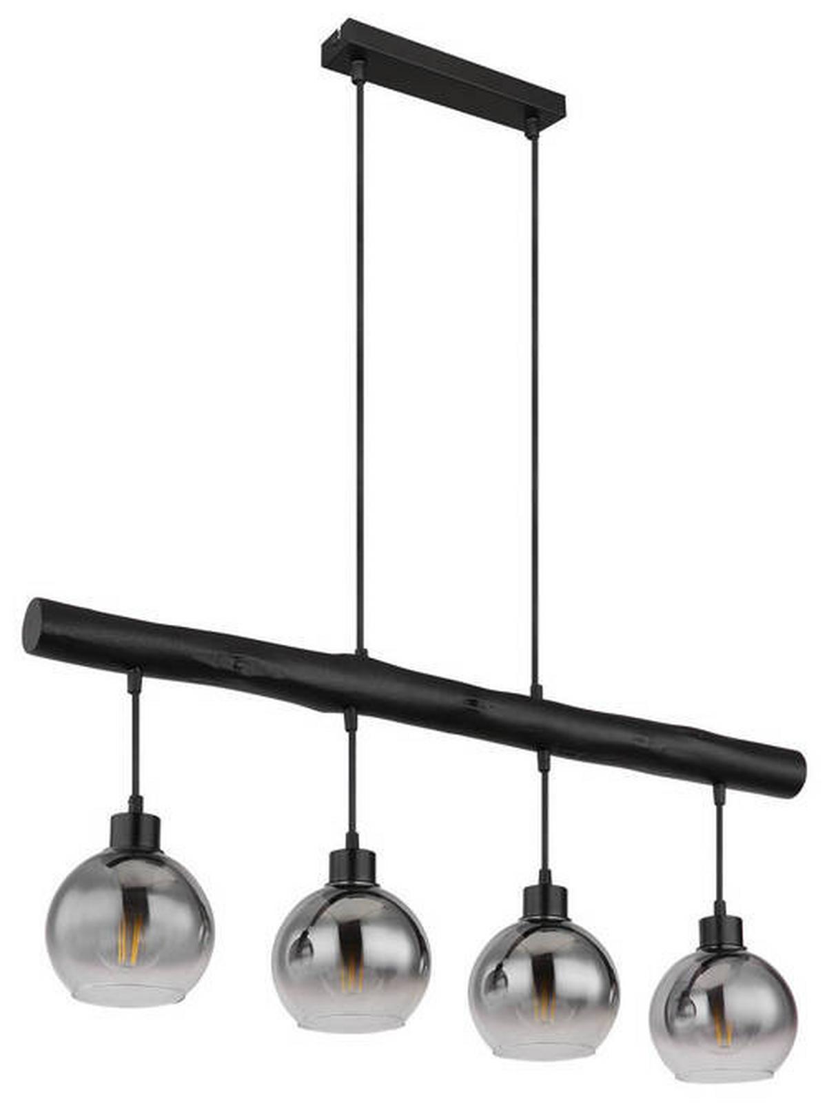Hängeleuchte Grau Schwarz L: 85 cm - Schwarz/Grau, Design, Glas/Holz (85/15/120cm) - Globo