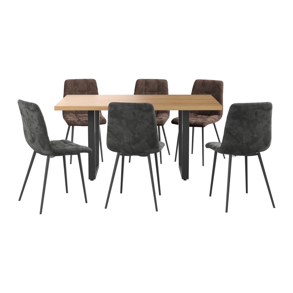 Jedálenský stôl RUDI š: 160 cm - čierna/prírodná farba, Modern, kov/kompozitné drevo (160/75/90cm)