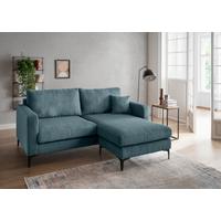 Ecksofa Eliza, Petrol S: 204x153 cm - Petrol/Schwarz, Basics, Textil (204/153cm) - Livetastic