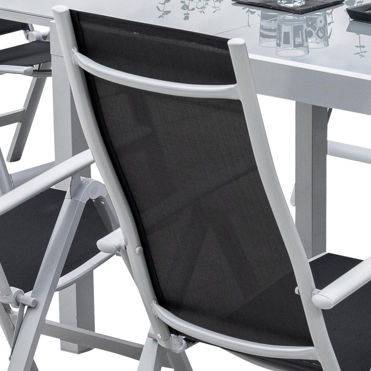 Gartensessel Klappbar Carrara Metall/Textil - Silberfarben/Schwarz, ROMANTIK / LANDHAUS, Textil/Metall (60/108/70cm) - Gardenson