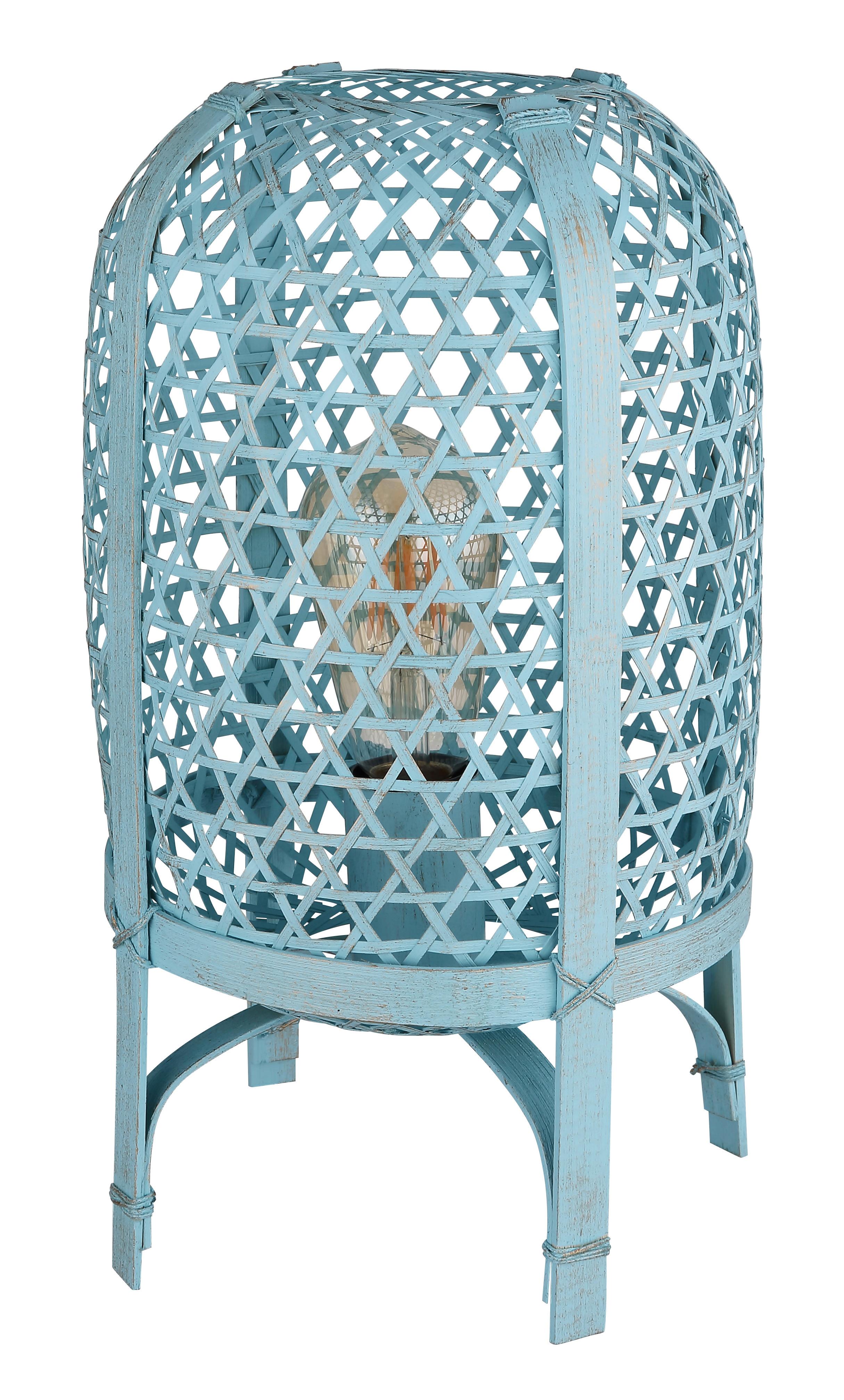 Tischleuchte 15762ta - Blau, Natur, Naturmaterialien/Metall (22/37cm) - Globo