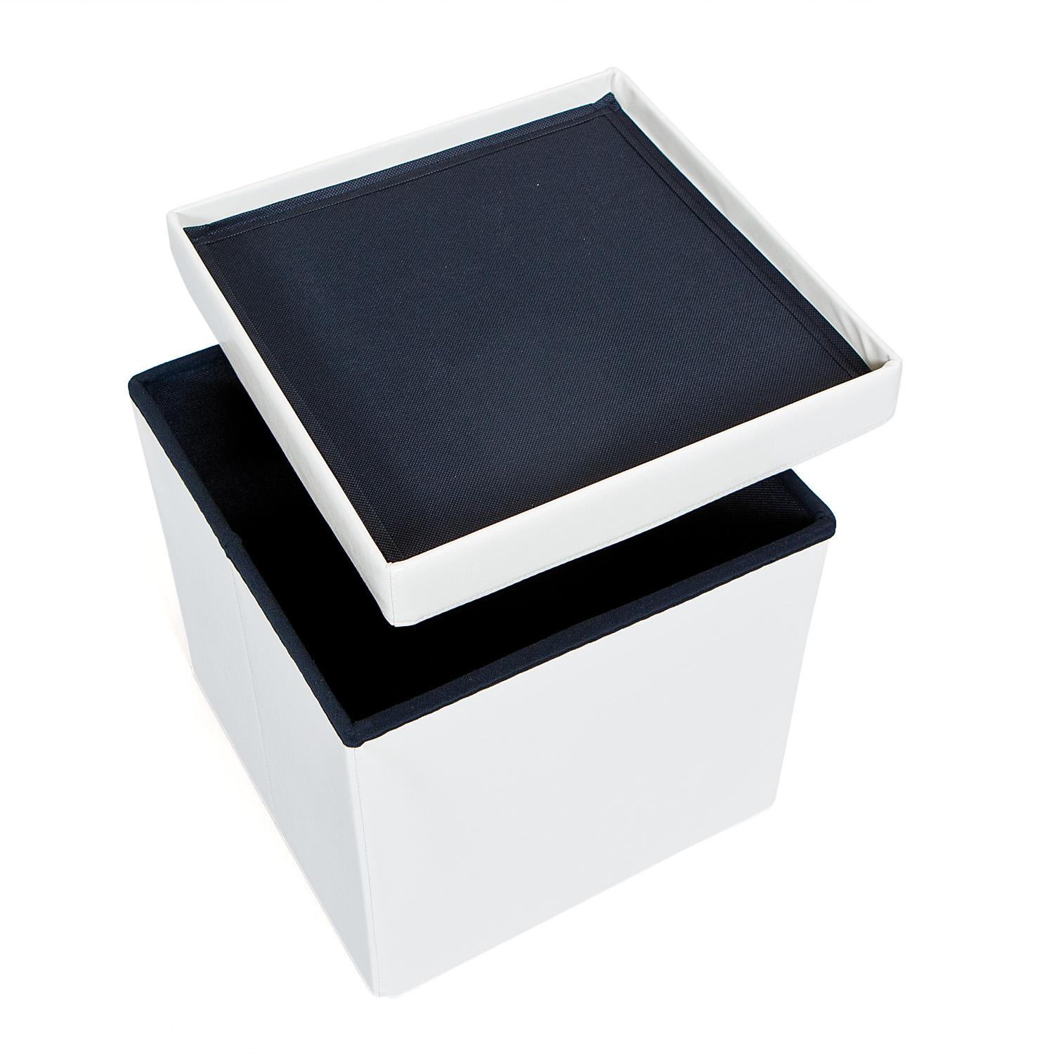 Faltbox Setti mit Deckel Lederlook Weiß 38x38x38 cm - Weiß, KONVENTIONELL, Holzwerkstoff/Textil (38/38/38cm) - MID.YOU