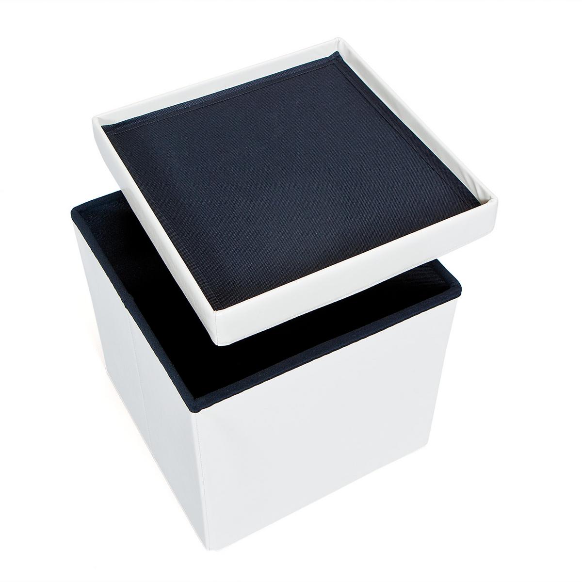 Faltbox Setti mit Deckel Lederlook Weiß 38x38x38 cm - Weiß, KONVENTIONELL, Holzwerkstoff/Textil (38/38/38cm) - MID.YOU