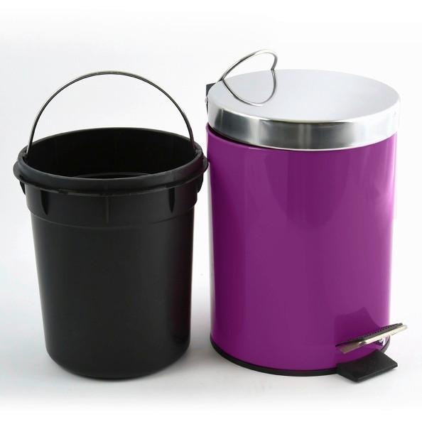 Kosmetikeimer Unis 3l Violett Metall DxH 17x25 - Violett/Schwarz, Basics, Kunststoff/Metall (17/25cm)