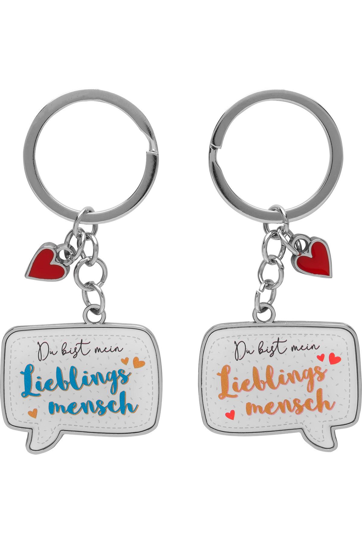 Schlüsselanhänger Schriftzug Blau/orange/weiß 2er-Set - Blau/Orange, Basics, Papier/Metall (10,5/15,5/0,6cm) - Sheepworld