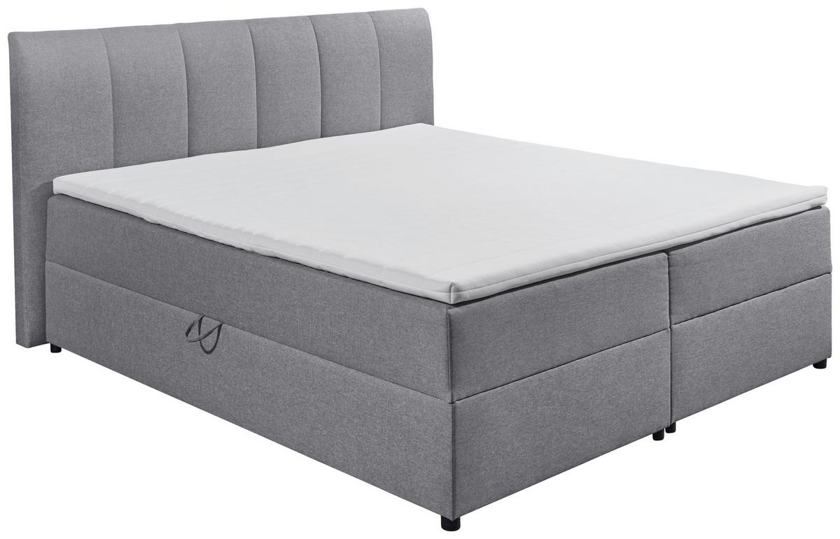Boxspring postel  GRANADA šedá 180x200 cm - šedá/černá, Basics, textil/plast (180/200cm) - MID.YOU