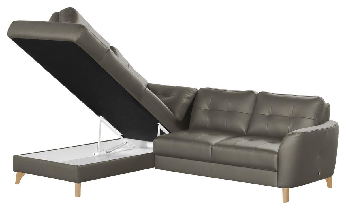 Ecksofa Nordic Schlammfarben S: 190x236 cm - Schlammfarben/Buchefarben, Design, Leder/Textil (190/236cm) - Livetastic