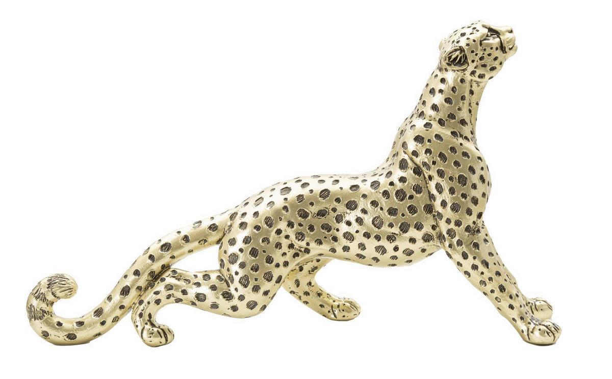 Skulptur Leopart Point Seat Goldfarben, Schwarz, B: 33 cm - Goldfarben/Schwarz, Basics, Kunststoff (33/19.5/7.7cm)