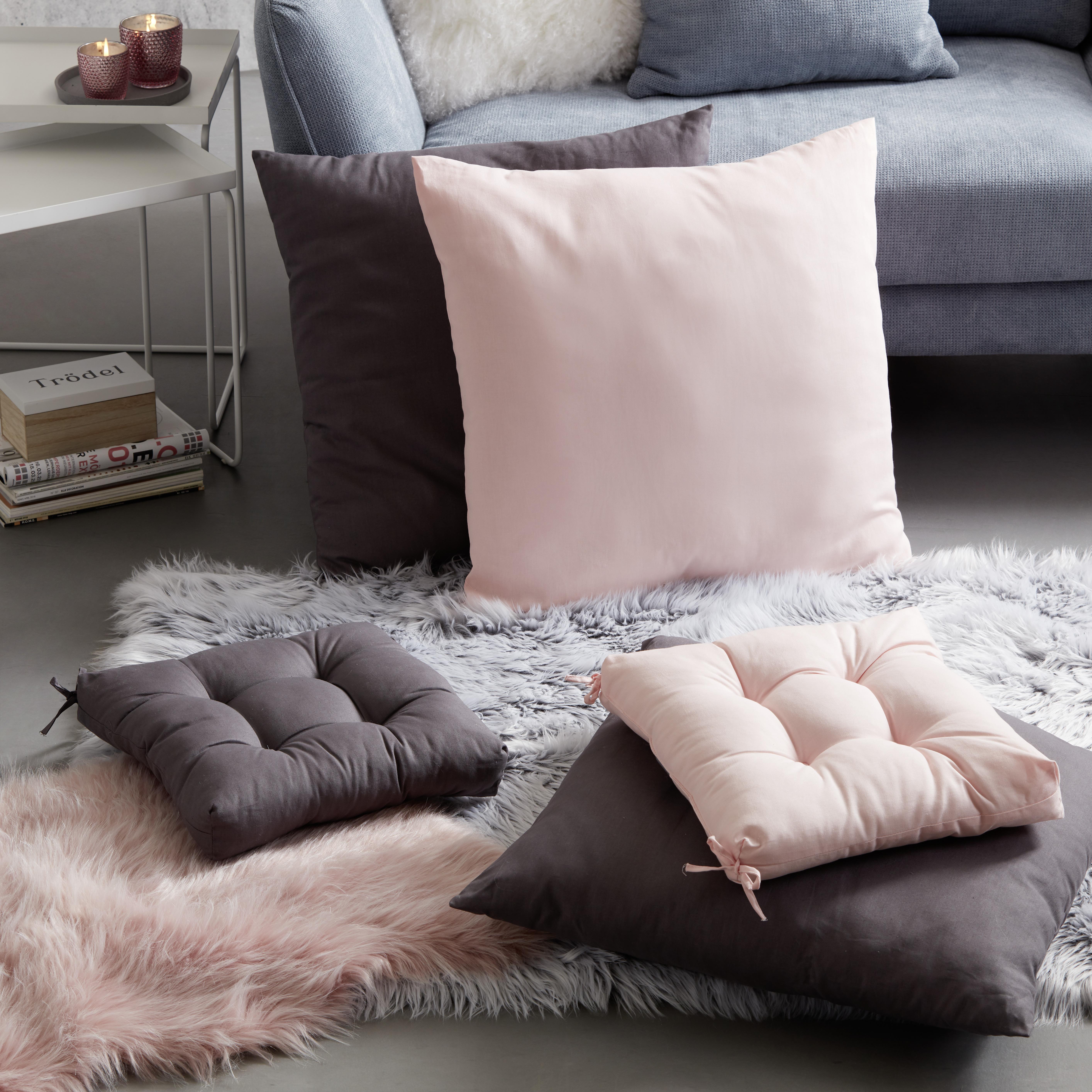 Poduška Na Sedenie Elli, 40x7x40cm - antracitová, textil (40/40/7cm) - Modern Living