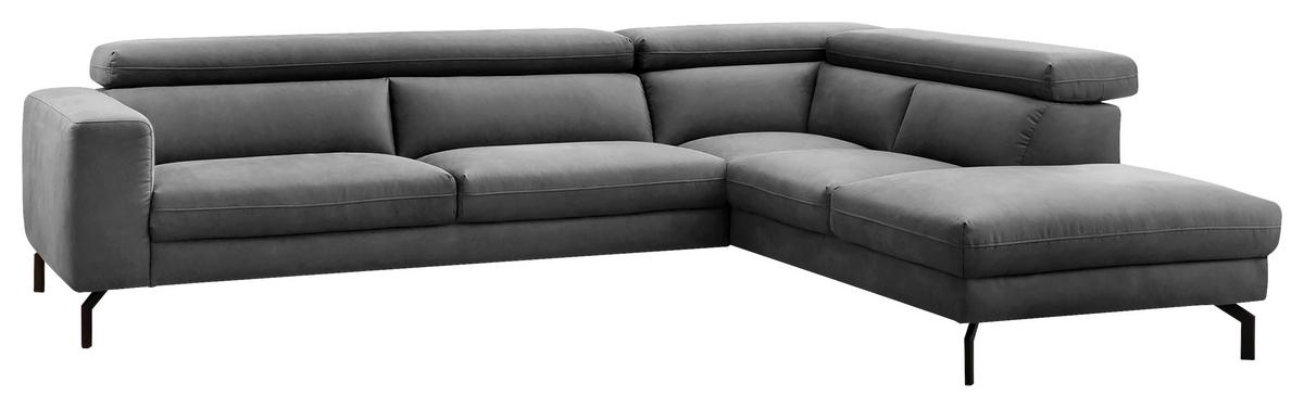 Ecksofa California - Dunkelgrau/Schwarz, MODERN, Textil (305/233cm) - Trendmanufaktur