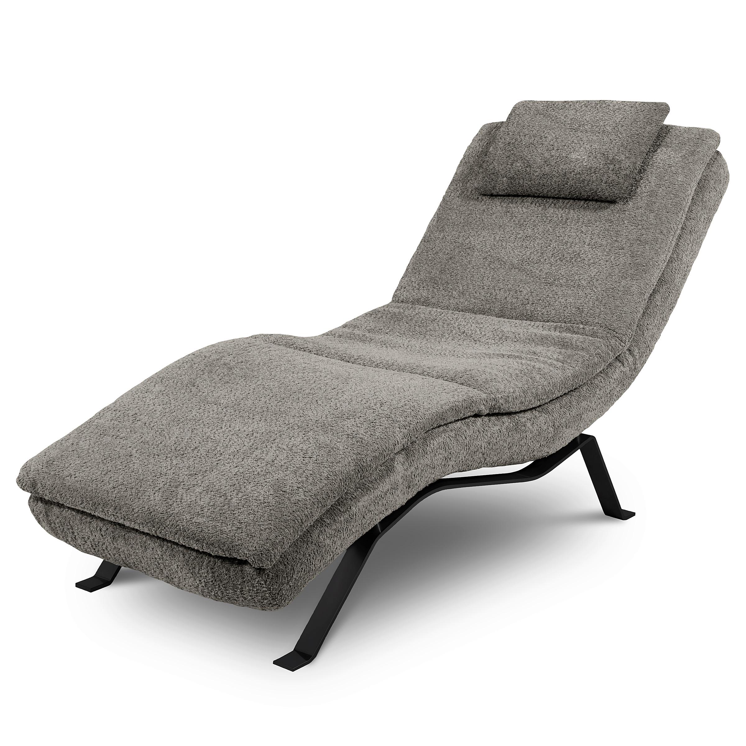 Relaxliege Black Dunkelgrau, B: 65cm - Dunkelgrau/Schwarz, Design, Leder (65/95/171cm) - Celina Home