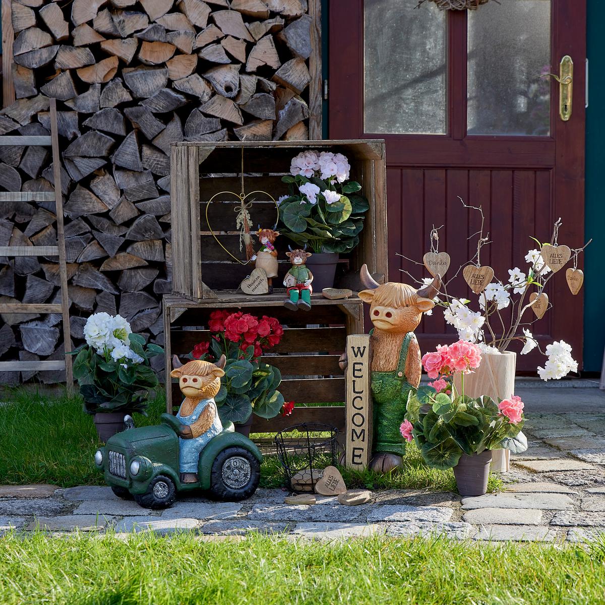 Dekohänger Herzanhänger - ROMANTIK / LANDHAUS, Holz/Metall (7/7cm)