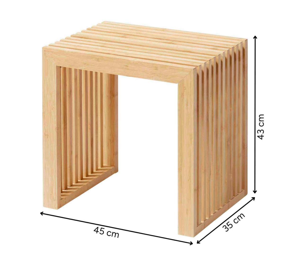 HOCKER RIB - Beigebraun, KONVENTIONELL, Holz (45/43/35cm) - MID.YOU