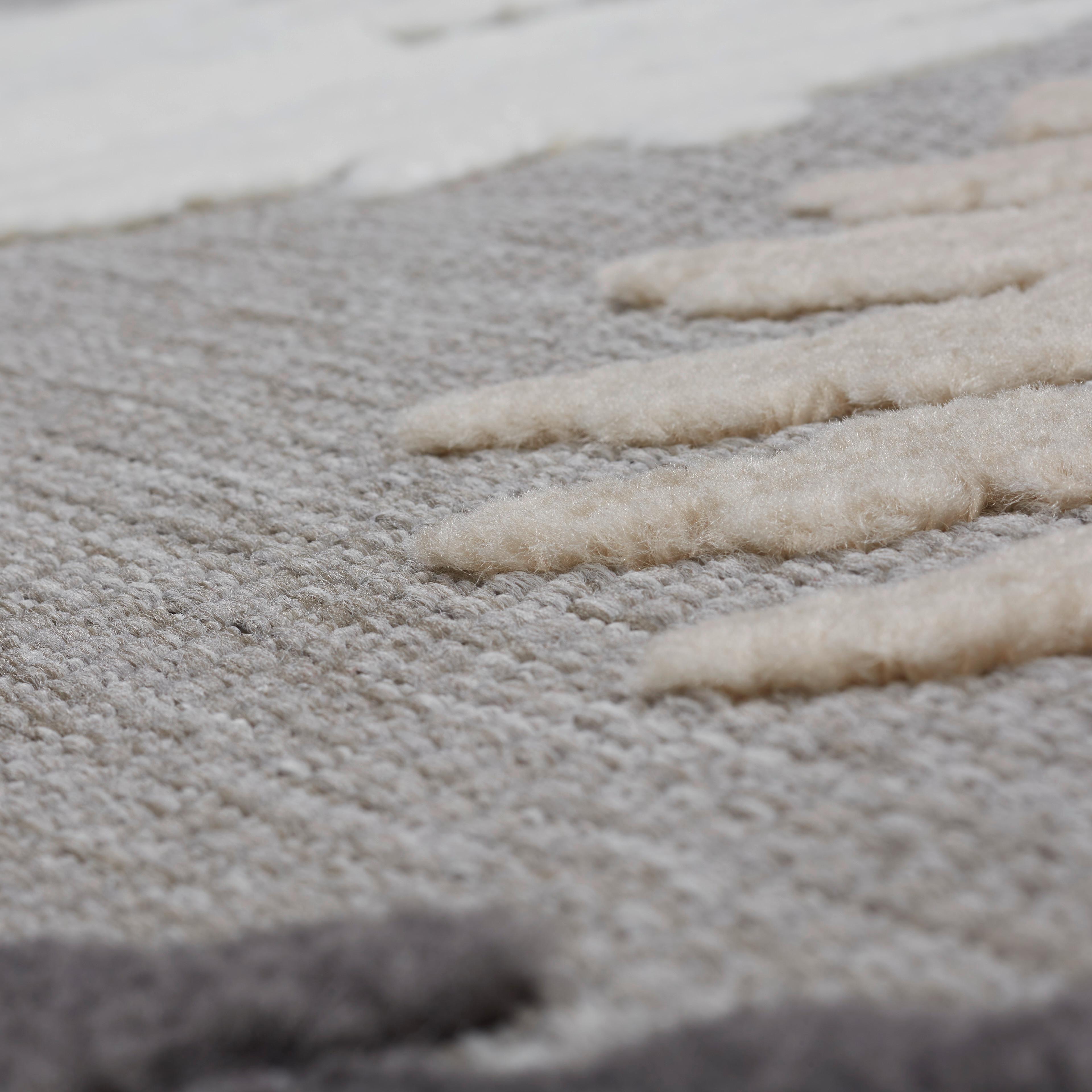 Flachwebteppich Grau Mit Federn Hattie 120x170 cm - Grau, ROMANTIK / LANDHAUS, Textil (120/170cm) - James Wood