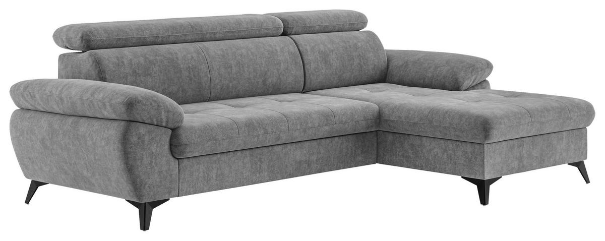 Ecksofa mit Bettkasten Hudson 261x166 cm Grau - Schwarz/Grau, Textil (261/166cm) - MID.YOU
