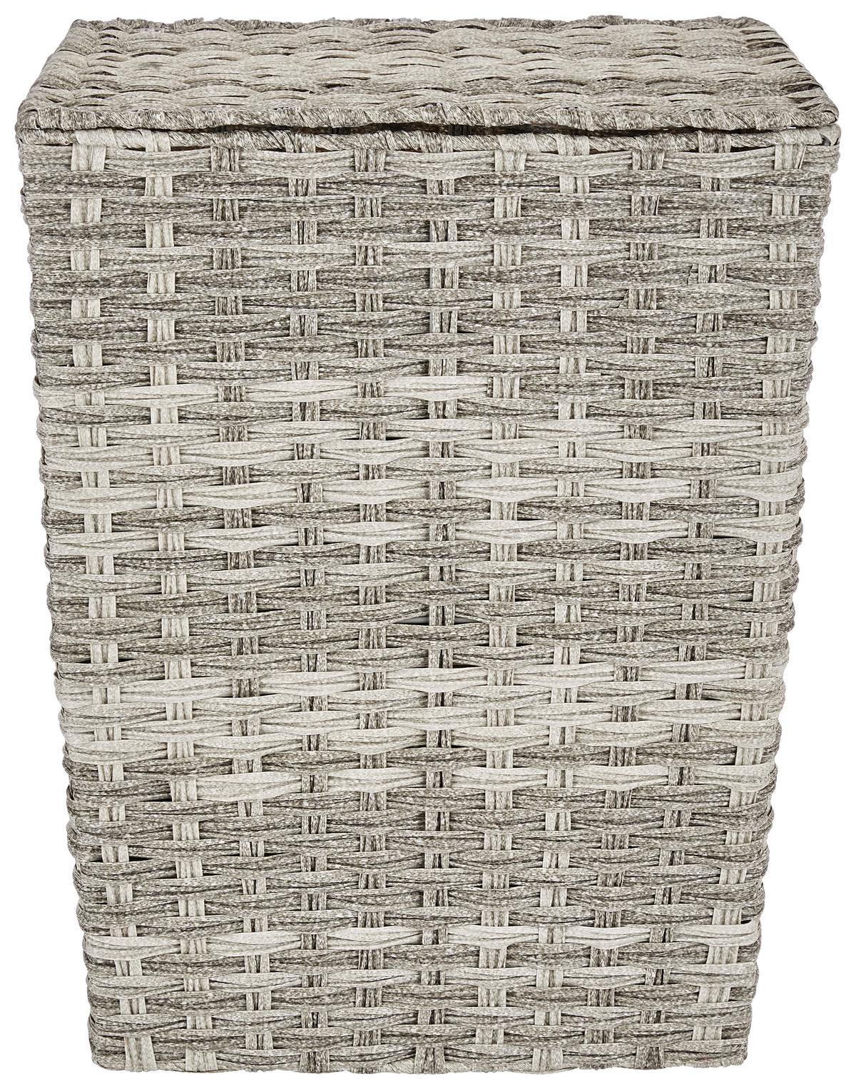 Wäschetonne Mit Deckel Jandra Grau/silber 40x52x30 Cm - Silberfarben/Grau, ROMANTIK / LANDHAUS, Kunststoff/Metall (40/52/30cm) - James Wood