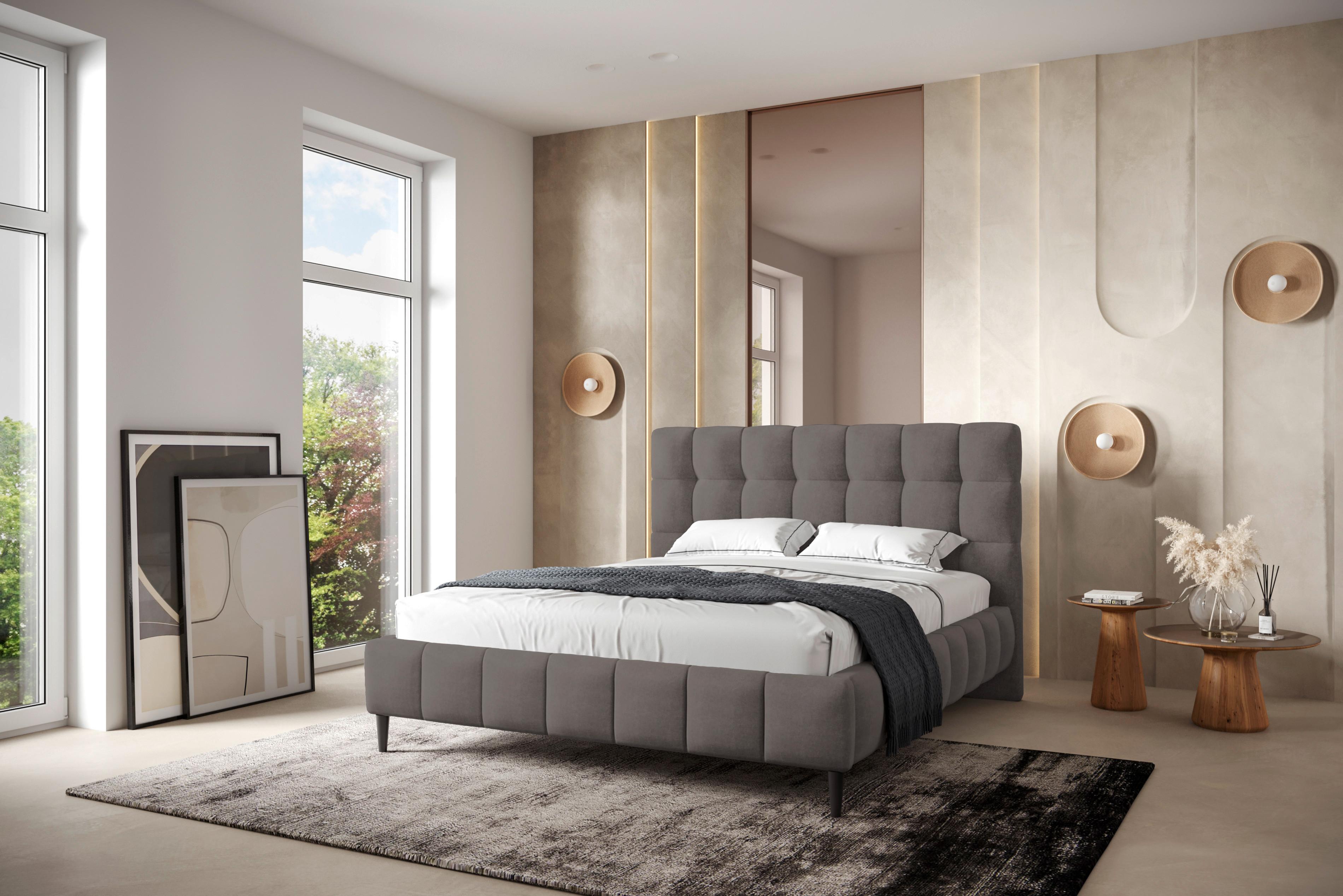 Polsterbett mit Lattenrost 180x200 cm Magic Schlammfarben - Schlammfarben/Schwarz, MODERN, Holzwerkstoff/Textil (180/200cm) - MID.YOU