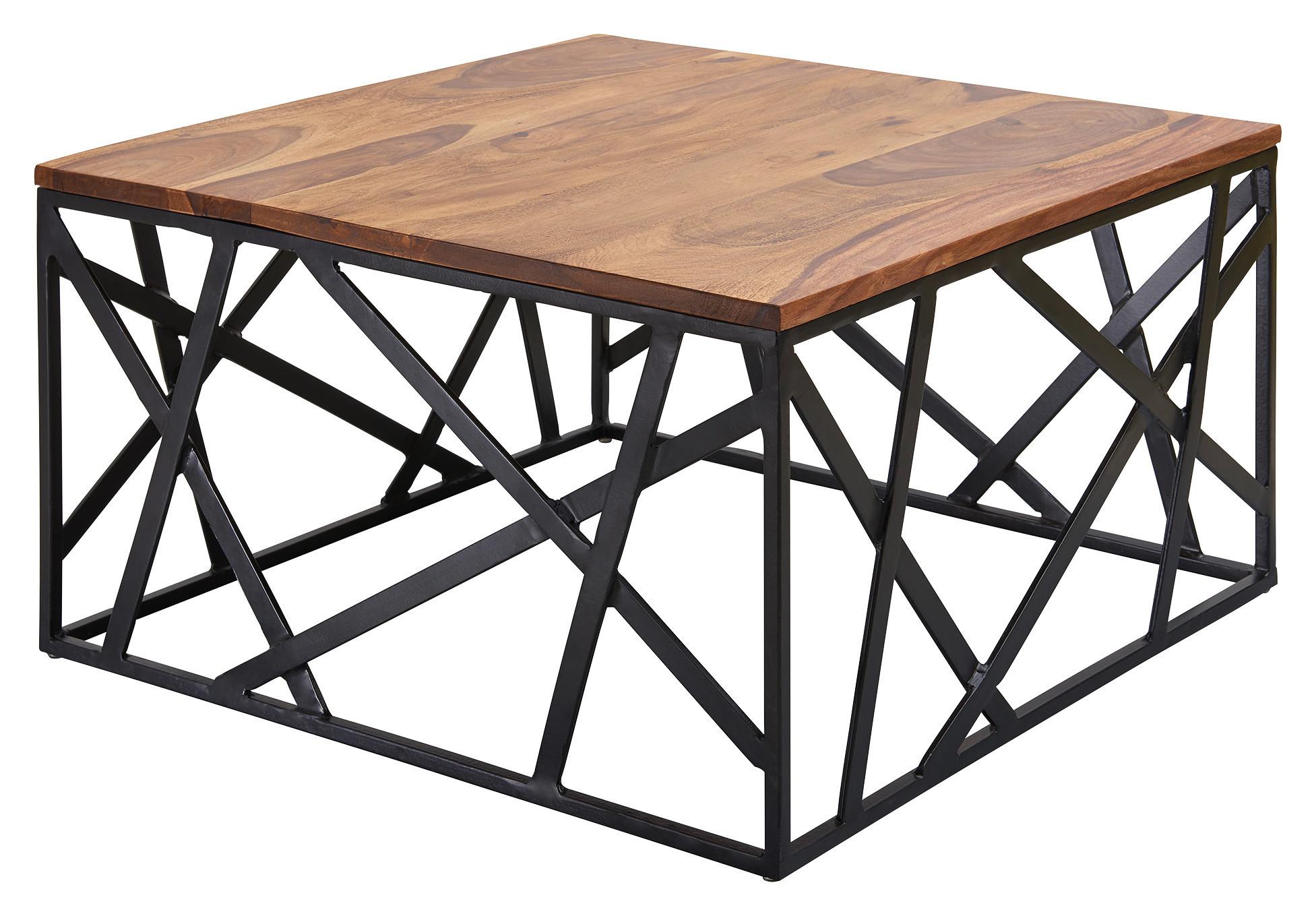 Konferenčný stolík BEKAL masív - čierna/farba indického palisandra, Design, kov/drevo (60/60/35cm) - MID.YOU