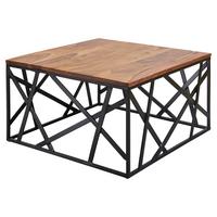 Konferenční stolek BEKAL masiv - černá/barvy sheesham, Design, kov/dřevo (60/60/35cm) - MID.YOU