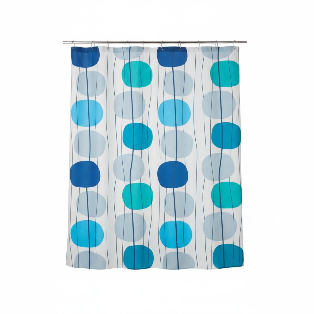 Duschvorhang in Blau Textil/Mischgewebe - Blau, Basics, Textil (180/200cm) - Spirella