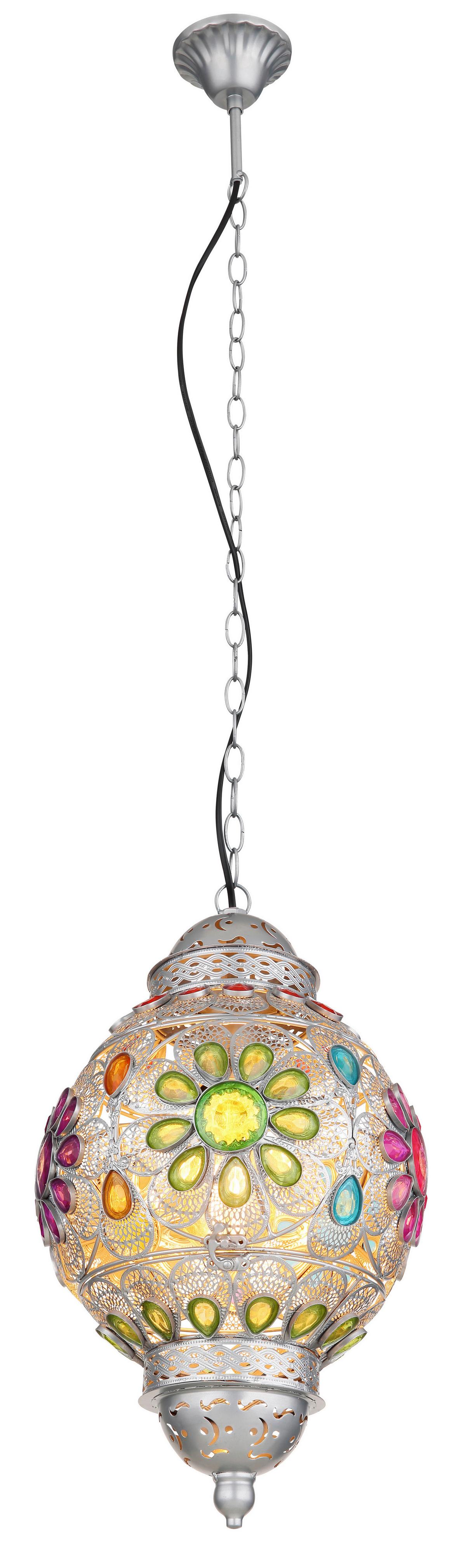 Hängeleuchte 15658h - Silberfarben/Multicolor, Trend, Kunststoff/Metall (27/120cm) - Globo