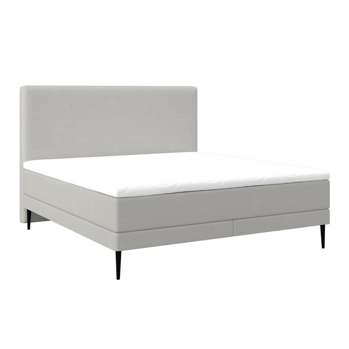 Boxspringová postel NEVADA 160x200, světle šedá - černá/světle šedá, Moderní, kov/dřevo (160/200cm) - Bessagi