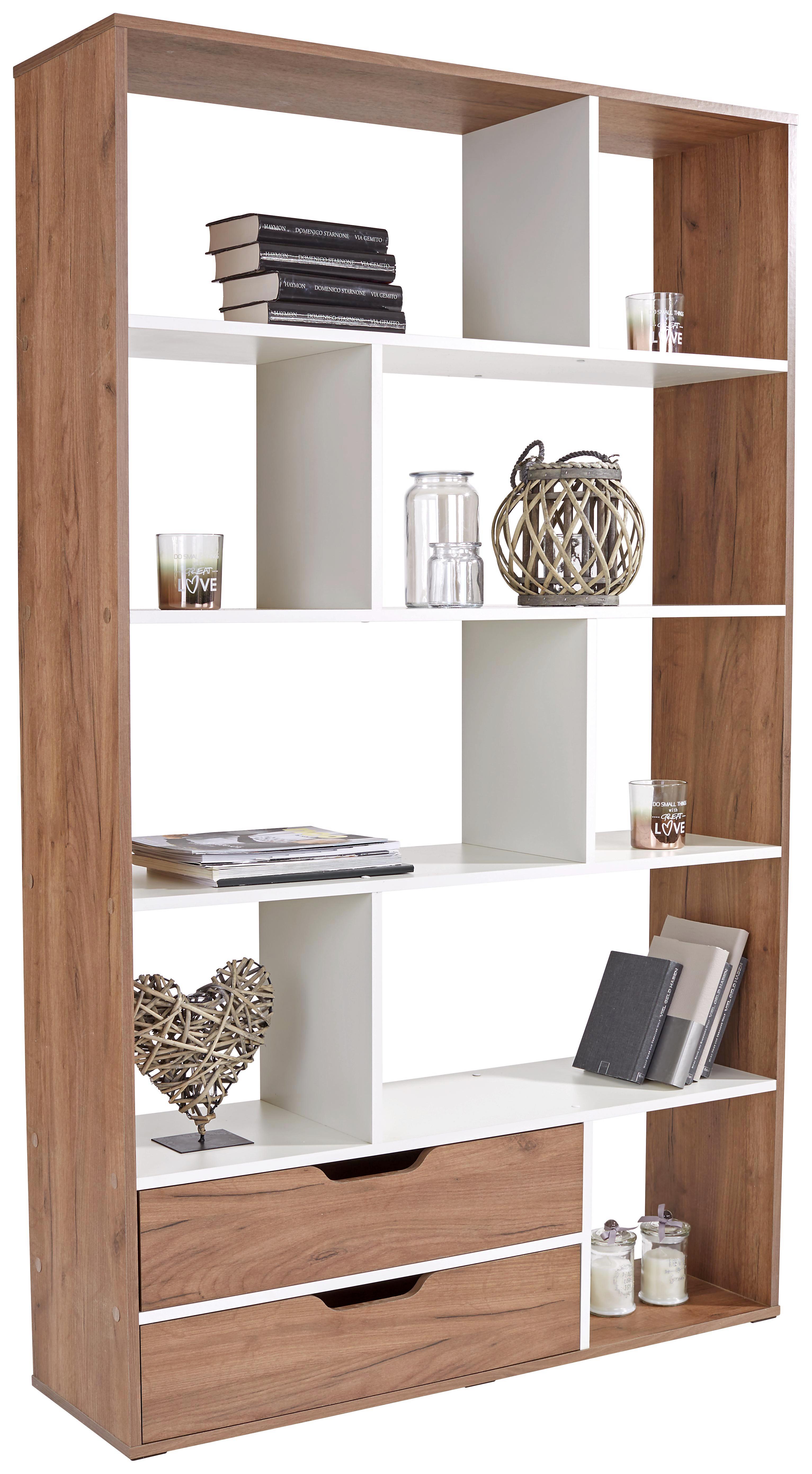 Raumteiler Roberto Kraft Eiche Dunkel Dekor/Weiß B/H: 110/185 - Eichefarben/Dunkelbraun, MODERN, Holzwerkstoff (110/185/32cm)