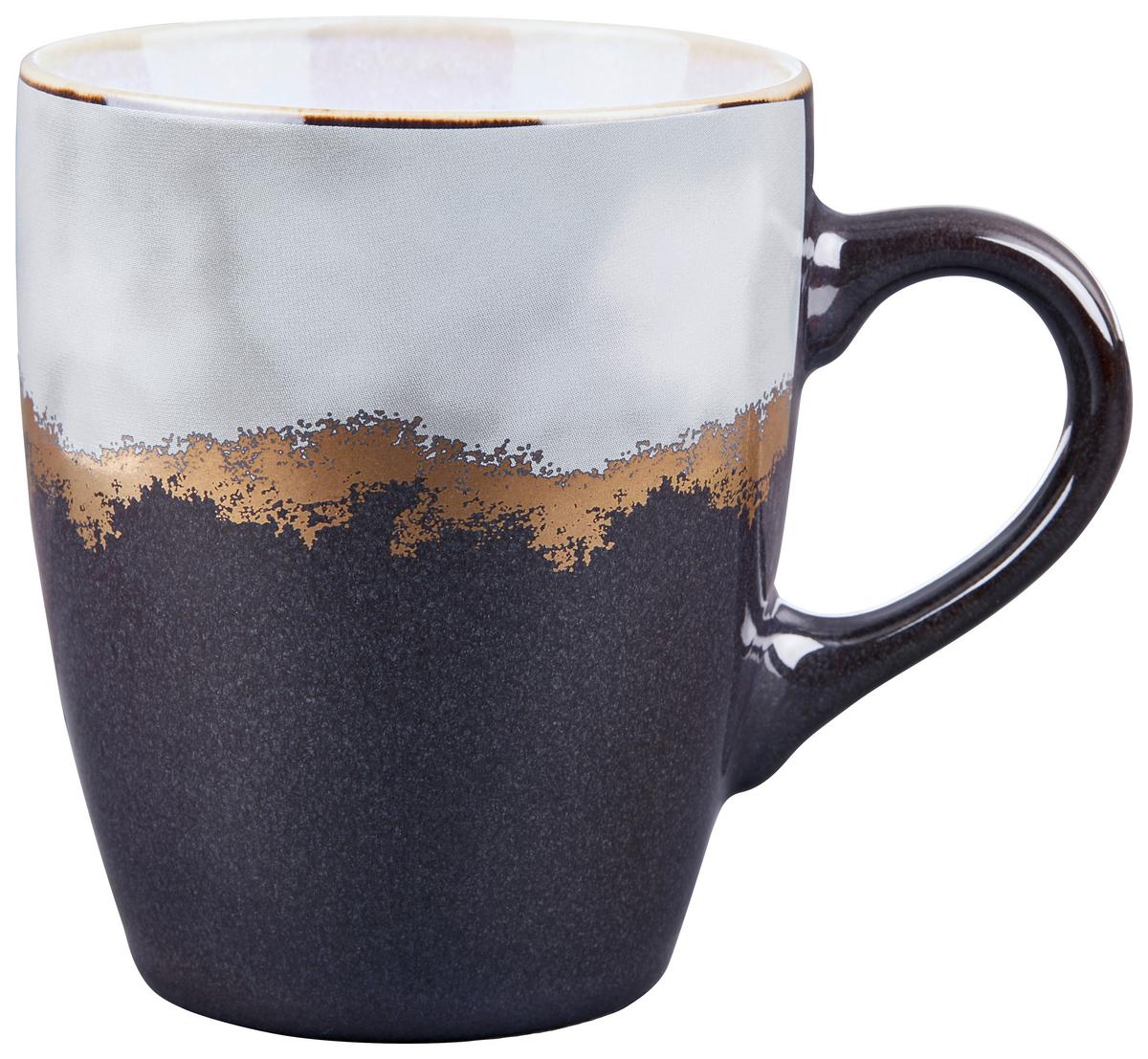 Kaffeebecher Steinzeug 350 Ml Grau/gold Luana - Dunkelgrau/Goldfarben, ROMANTIK / LANDHAUS, Keramik (8,7/10,5cm) - James Wood