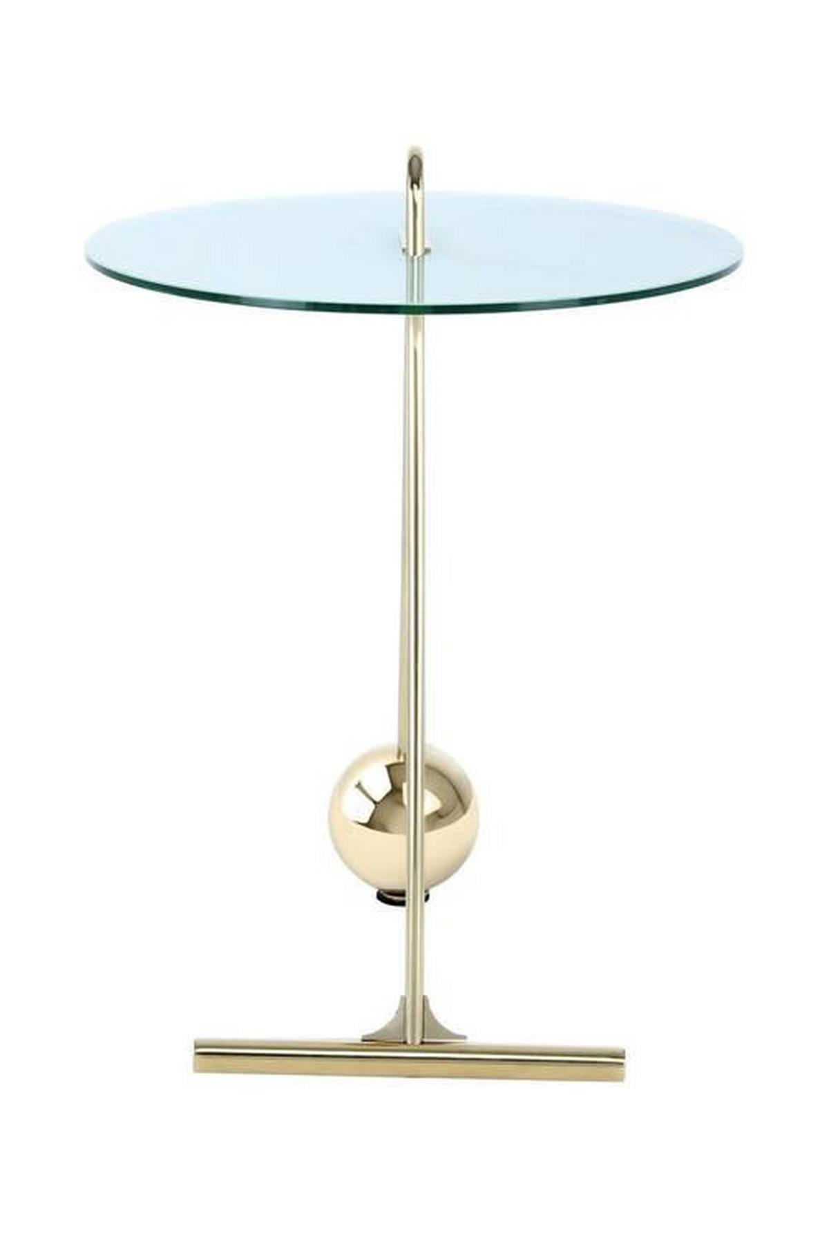 ODKLÁDACÍ STOLEK GLAS - bílá/barvy zlata, Basics, kov/sklo (46/60cm)