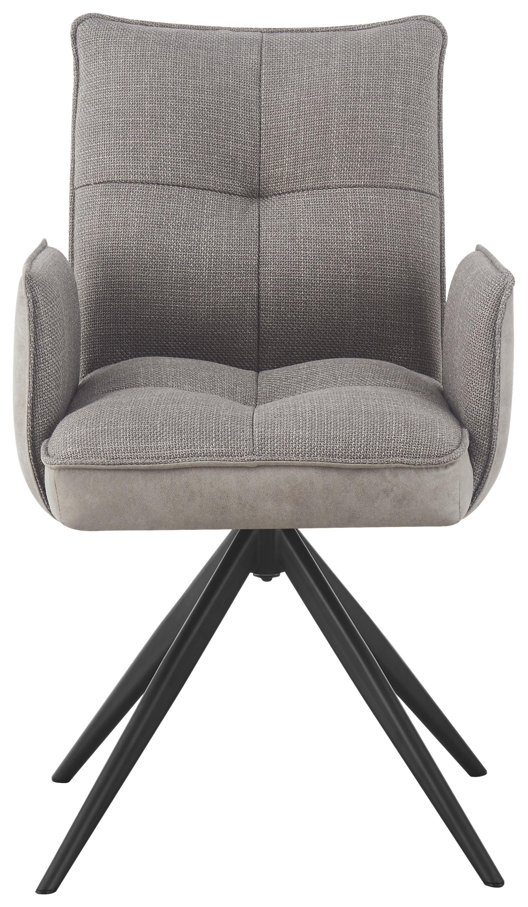 Židle s područkami Maya, světle šedá - šedá/černá, Moderní, kov/textil (59/89/65cm) - Premium Living