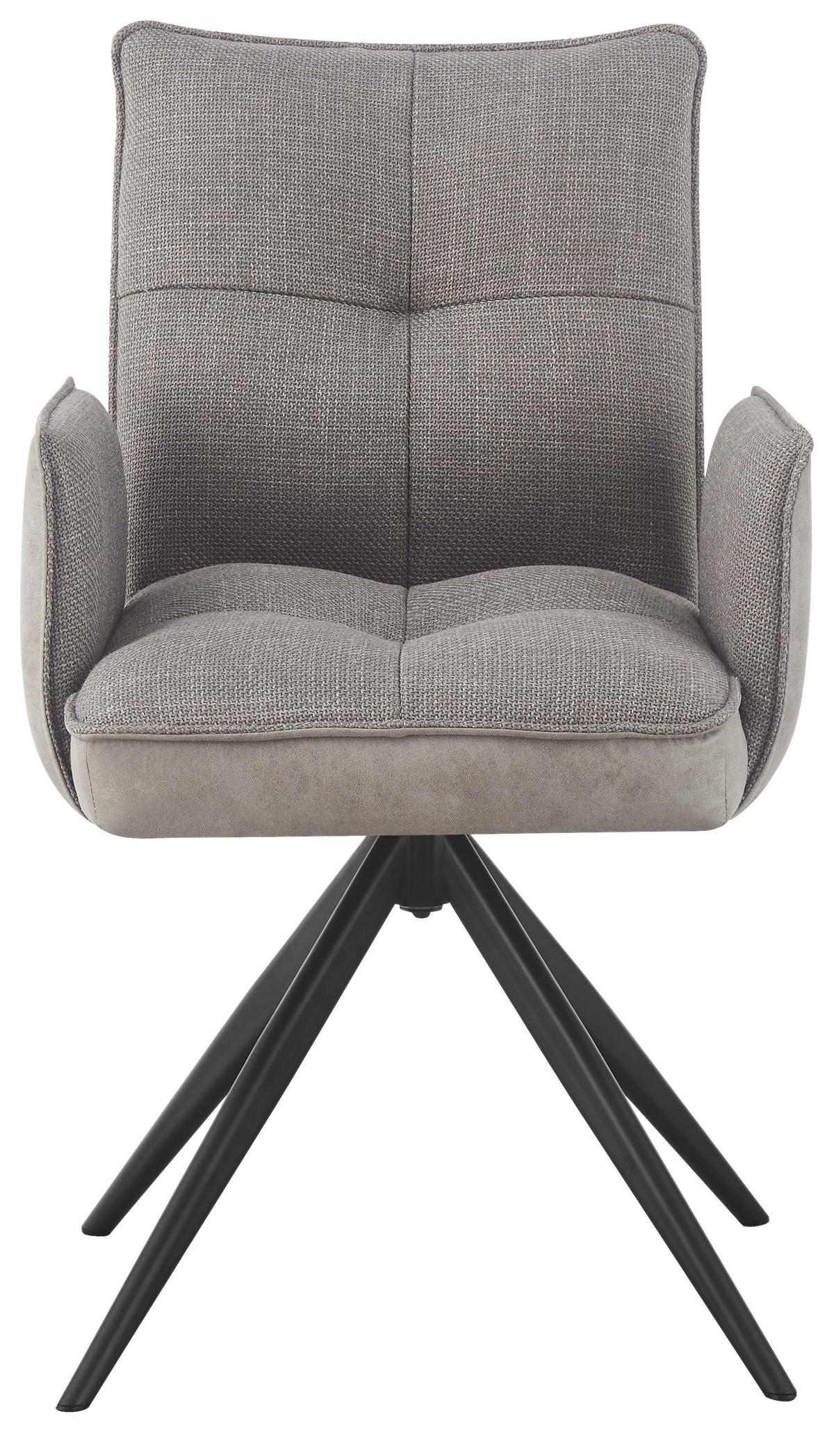 Židle s područkami Maya, světle šedá - šedá/černá, Moderní, kov/textil (59/89/65cm) - Premium Living