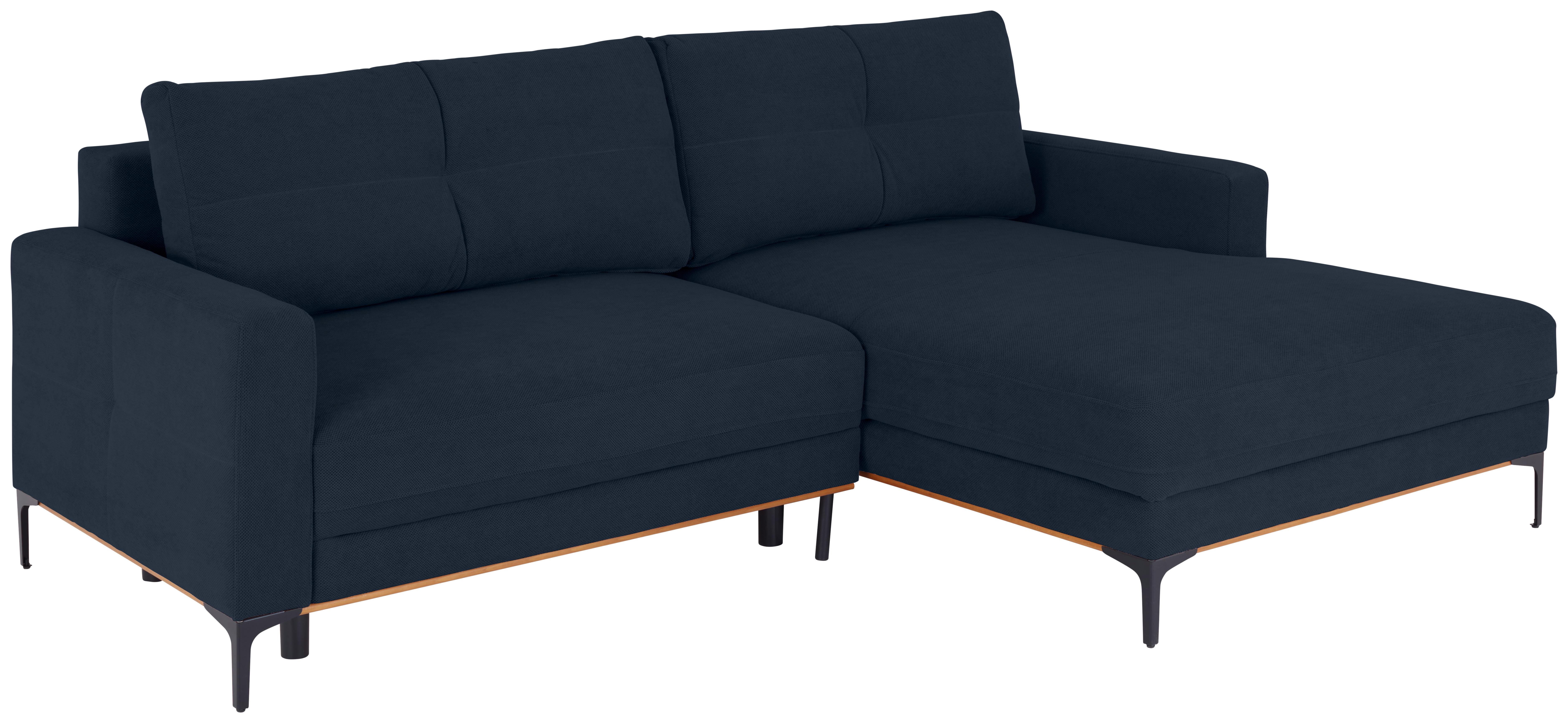 Ecksofa Bergamo - Royalblau/Schwarz, MODERN, Textil (238/162cm) - Ondega
