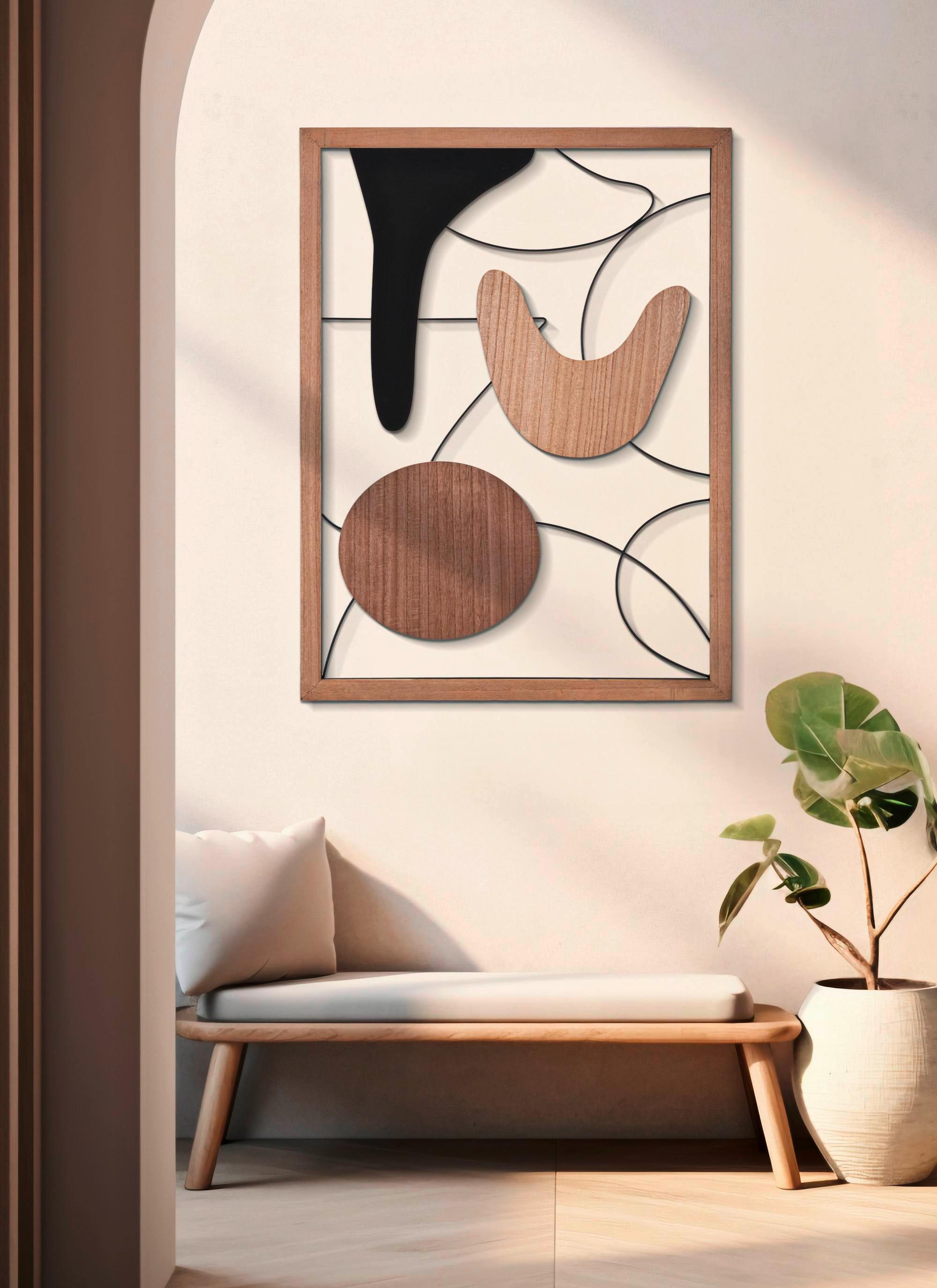 Wanddeko Astroy B Naturfarben, Schwarz B: 60 Cm - Schwarz/Naturfarben, Basics, Holzwerkstoff (60/80/2cm)