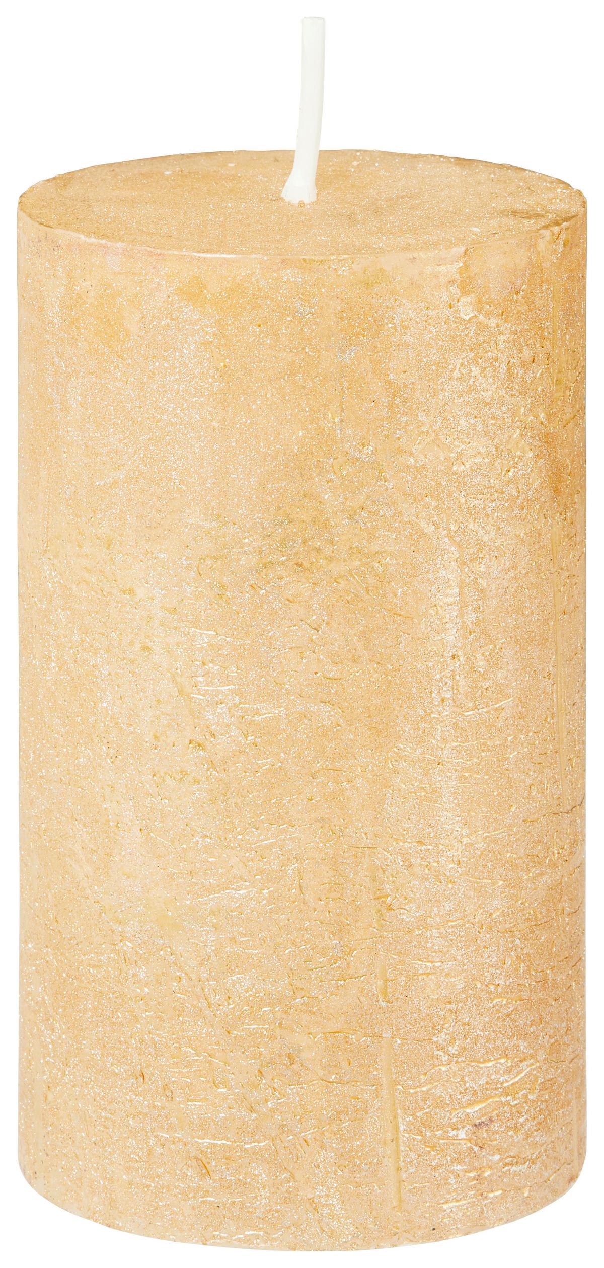 Válcová svíčka Shiny, 6,8/12cm - šedá/měděné barvy (6,8/12cm) - Modern Living