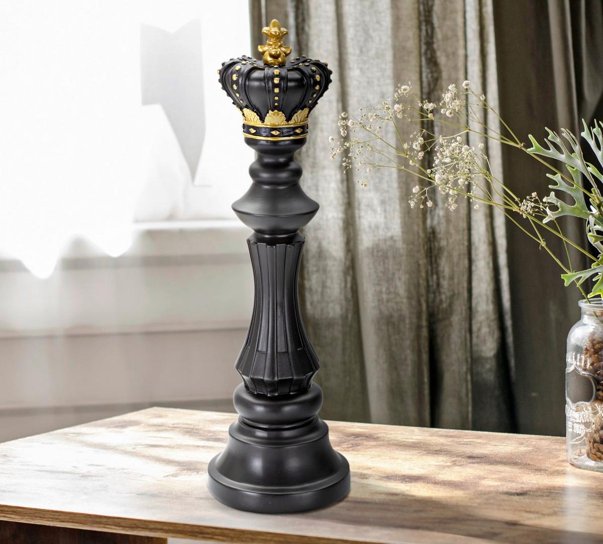 Skulptur Black And Gold King B: 13 cm - Goldfarben/Schwarz, Basics, Kunststoff (13/40.5/13cm)