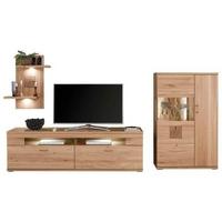 Wohnwand Kansas - Alteiche/Silberfarben, KONVENTIONELL, Glas/Holz (317,1/171/50,2cm) - Livetastic