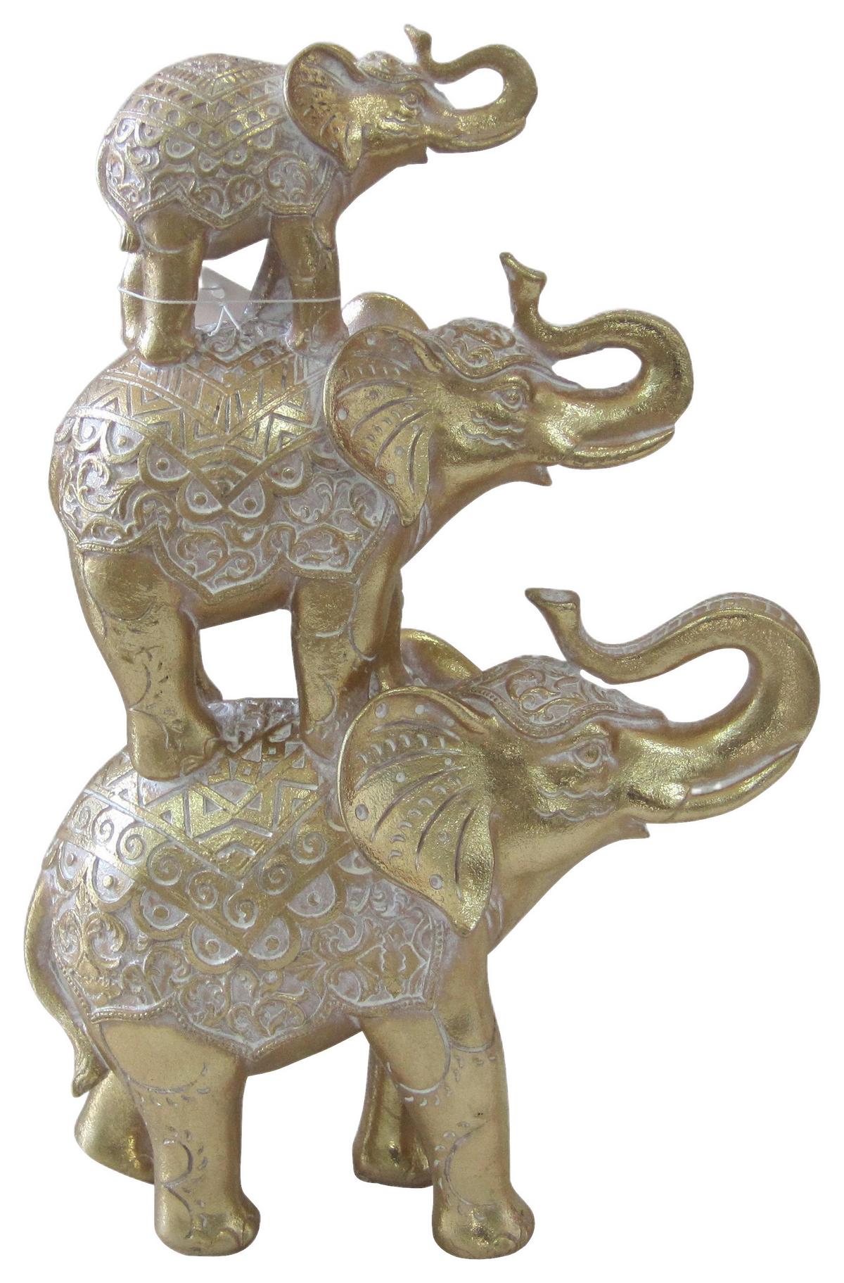 Dekoelefant Dilara - Goldfarben, KONVENTIONELL, Kunststoff (20/7,5/31cm) - Luca Bessoni