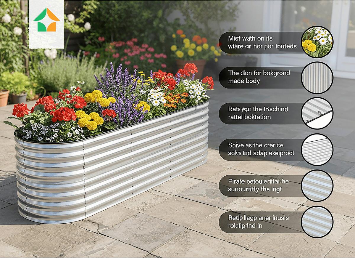 Hochbeet, Silber LxBxH: ca. 240x80x80 cm - Silberfarben, Basics, Metall (240/80/80cm) - Prestige Home