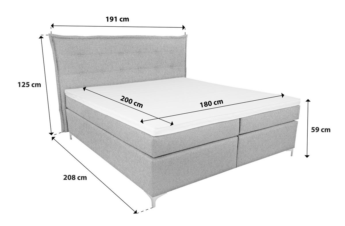 Boxspringbett mit Topper 180x200 Blau Fabio - Blau, MODERN, Textil (180/200cm)