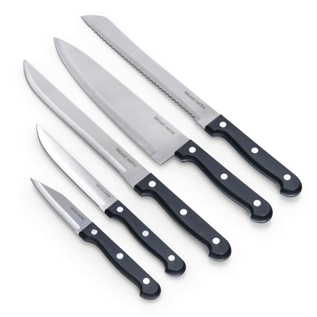 Messerblock Metall, Kunststoff 6-teilig - Schwarz, Basics, Kunststoff/Metall (11cm) - Zeller Present