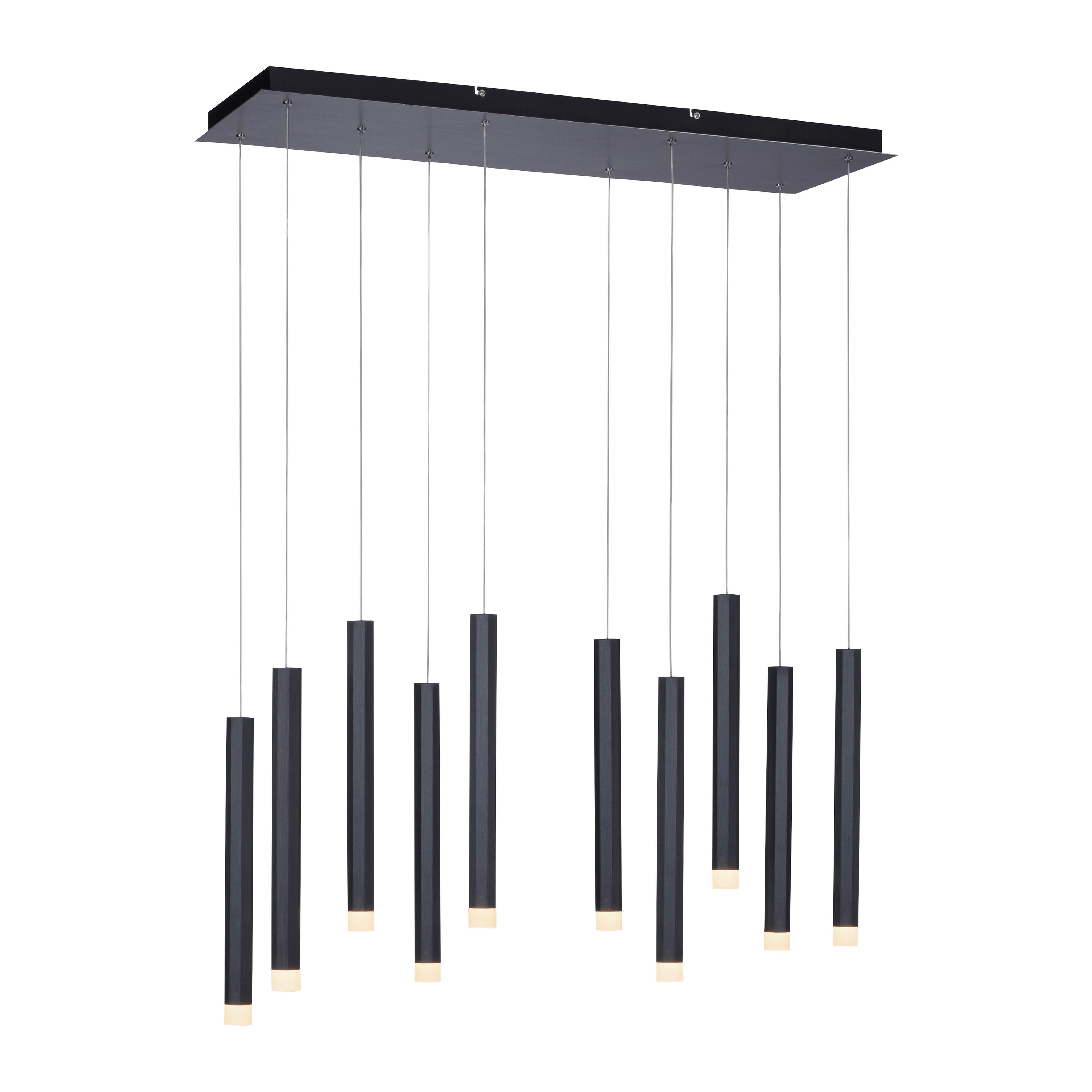 LED-Hängeleuchte Bruno H: 120 cm 10-flammig - Schwarz, Design, Kunststoff/Metall (89/30/120cm)