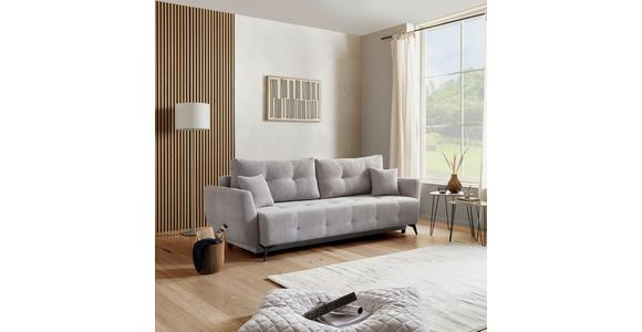 3-Sitzer Sofa Schlaffunktion Costa mit Bettkasten/Zierkissen - Hellgrau/Schwarz, MODERN, Kunststoff/Textil (230/90/92cm) - Luca Bessoni